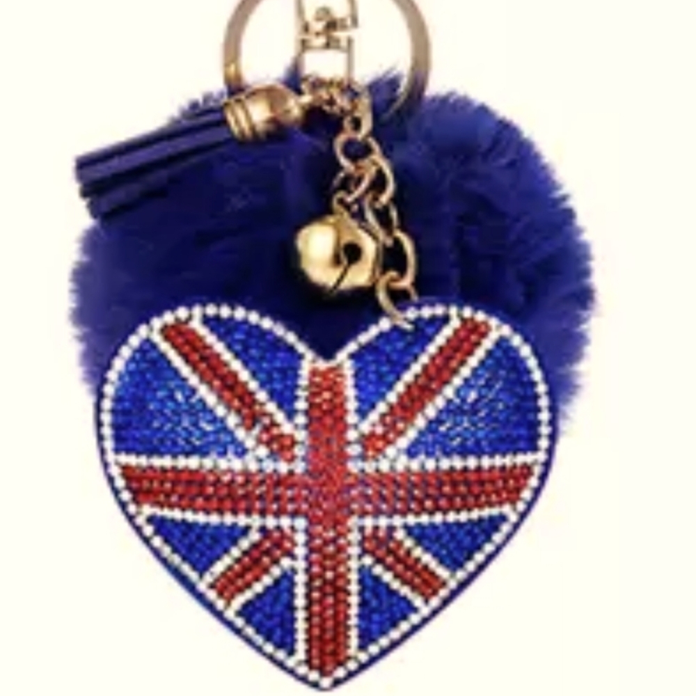 🎉HP🎉 Key Chain with British Flag and Pom